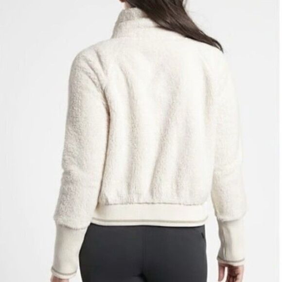 Athleta Fleece Jacket XL Tugga Sherpa Ivory Cream Full Zip Cozy Teddy Pockets - Picture 14 of 15